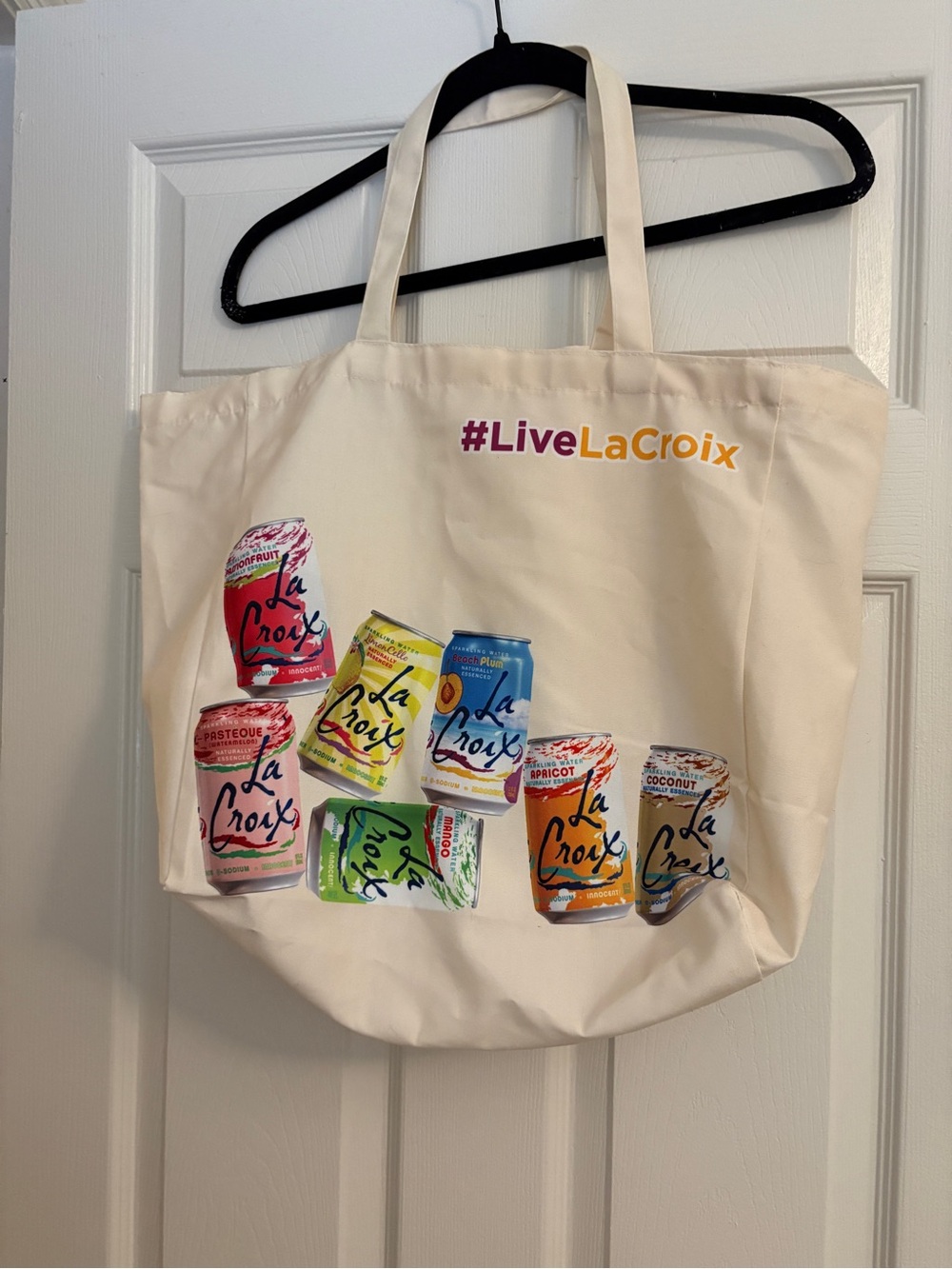 New LaCroix #LiveLaCroix Canvas Tote Bag Cream